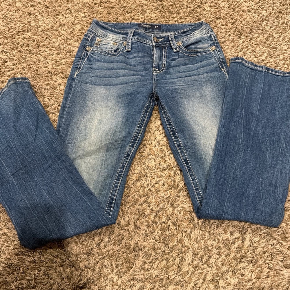 Miss Me Women's Blue Washed Boot Cut Jeans